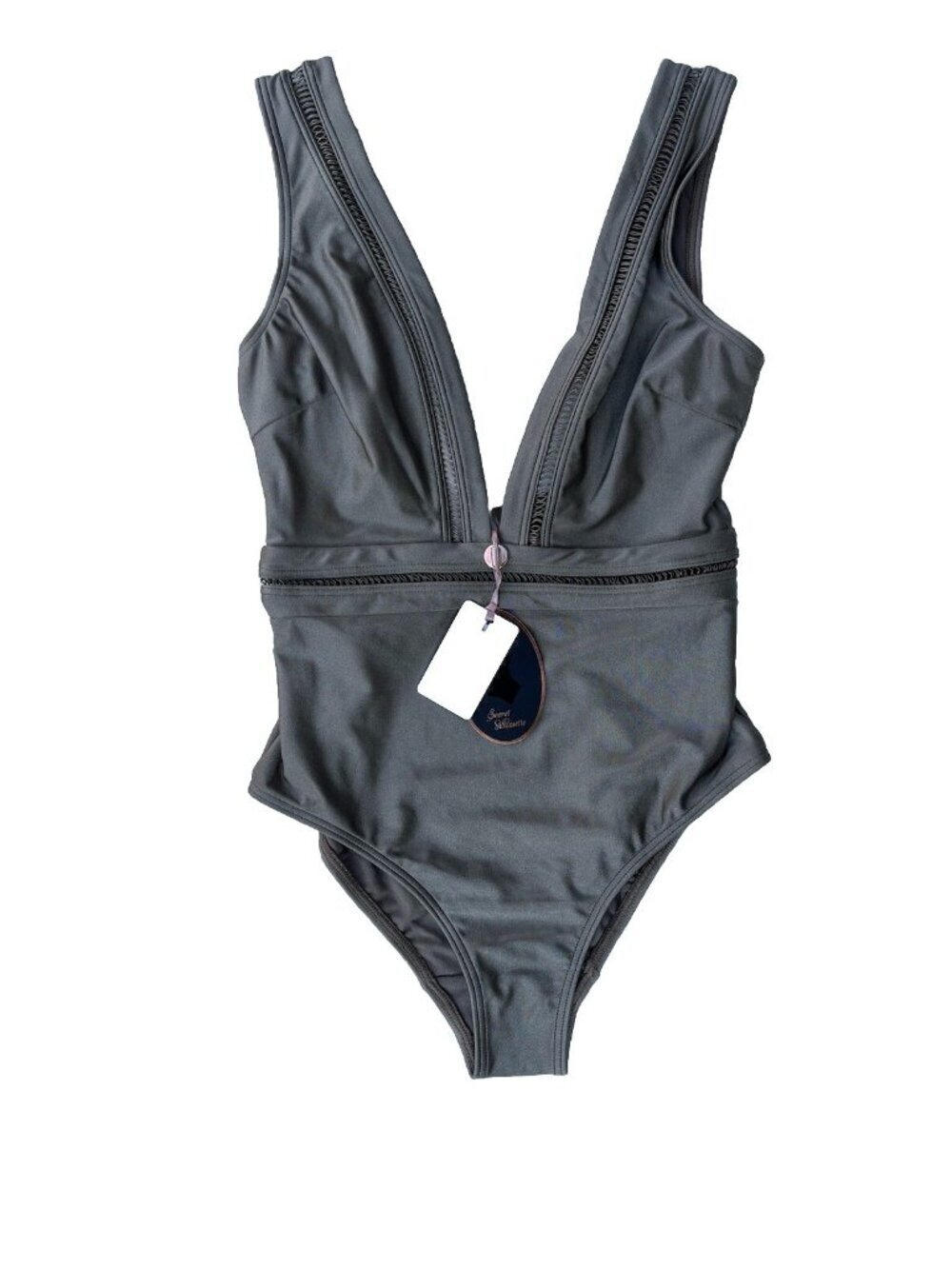 Ted Baker Starza Pointelle Deep V One Piece Swimsuit Suit Khaki Womens 1 = 4 US - Picture 12 of 14